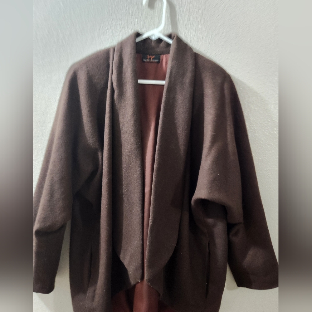 Gogo Folklore Olga Fisch Ecuadorian Artist Brown Wool Blazer.